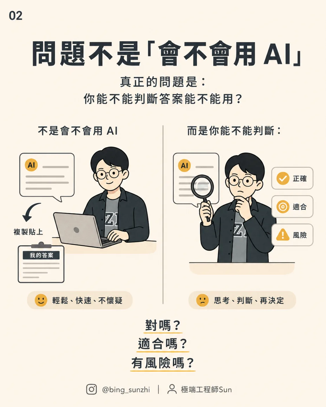 問題不是「會不會用 AI」，真正的問題是：你能不能判斷答案能不能用？